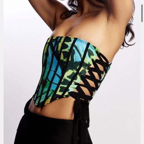 Meshki Tops - Meshki Crops Elizabeth  Strapless Corset Top Butterfly Print
